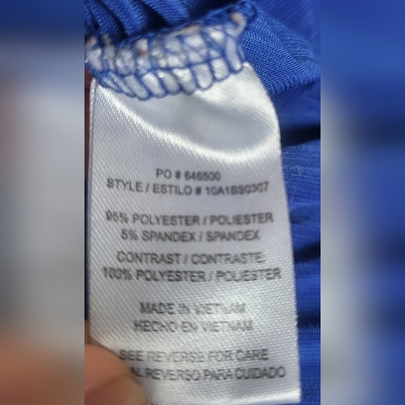 Elegant Blue Ruffled Women's Top Size L - Picture 9 of 10